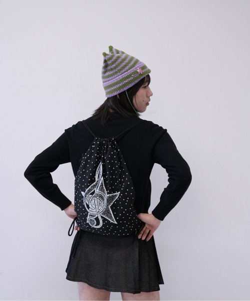 cunii 】音符 モチーフ 巾着 バッグ レディース 韓国 風 ストリート