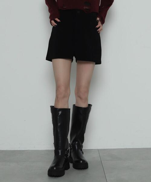 WEGO（ウィゴー）の「WEGO/【25年秋冬新作】ジャガードハイウエストタイトショートパンツ（スラックス・レディース・ブラック・FREE）」の6枚目の写真