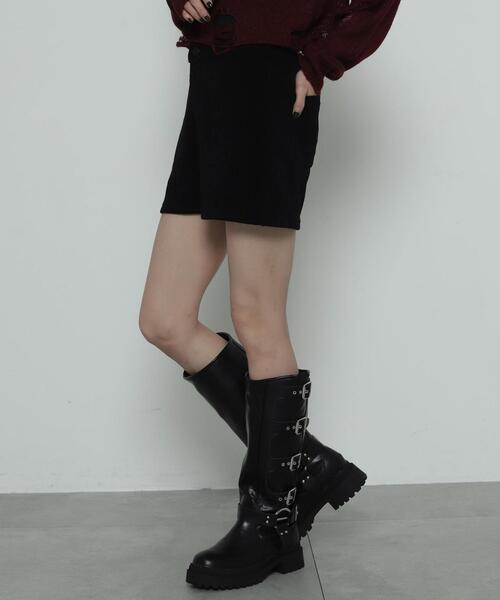 WEGO（ウィゴー）の「WEGO/【25年秋冬新作】ジャガードハイウエストタイトショートパンツ（スラックス・レディース・ブラック・FREE）」の8枚目の写真