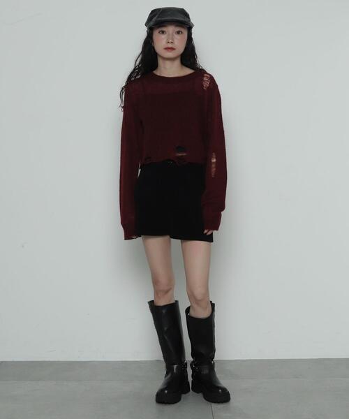 WEGO（ウィゴー）の「WEGO/【25年秋冬新作】ジャガードハイウエストタイトショートパンツ（スラックス・レディース・ブラック・FREE）」の10枚目の写真