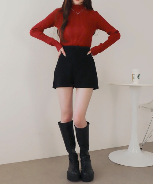 WEGO（ウィゴー）の「WEGO/ジャガードハイウエストタイトショートパンツ（スラックス・レディース・ブラック・FREE）」の21枚目の写真