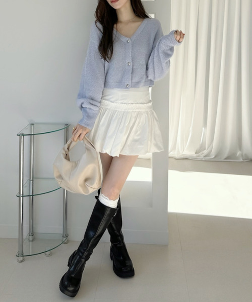 Ada.(エイダ)の「ハート釦 キラキラ シャギー ニット カーデ(カーディガン/ボレロ・レディース・アイボリー/ライトブルー/ピンク・FREE)」の9枚目の写真