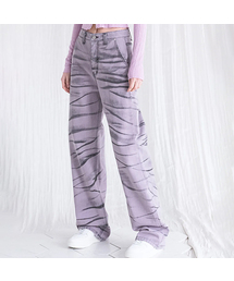 zebra wide denim pants PINK