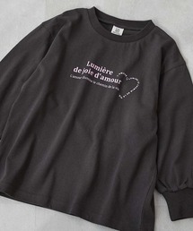 devirock（デビロック）の「綿100% デビラボ ガールズ BIGシルエットプリント袖リブ 長袖Tシャツ（Tシャツ/カットソー）」