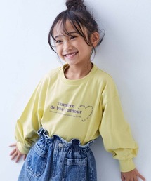 devirock（デビロック）の「綿100% デビラボ ガールズ BIGシルエットプリント袖リブ 長袖Tシャツ（Tシャツ/カットソー）」