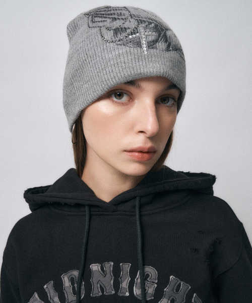 Midnight Move（ミッドナイトムーブ）の「pray beanie [grey]（ニットキャップ/ビーニー・レディース・その他・FREE）」の4枚目の写真