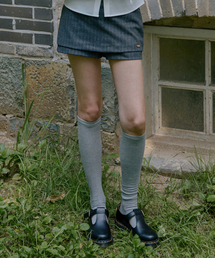 LETTER FROM MOON（レターフロムムーン）の「ストライプレイヤードスカートパンツ（チャコール）（スカート）」