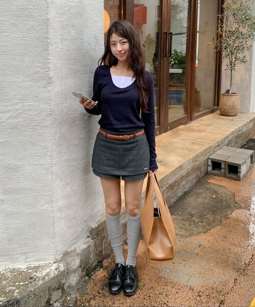 LETTER FROM MOON(レターフロムムーン)の「ストライプレイヤードスカートパンツ(チャコール)(スカート・レディース・その他・SMALL/MEDIUM)」の7枚目の写真