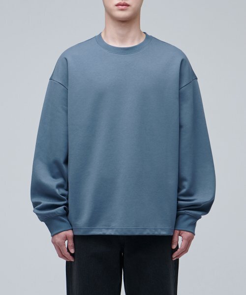 MUSINSA STANDARD（ムシンサスタンダード）の「フラットテリーオーバーサイズストリングスウェットシャツ[ブルーグレー]（スウェット・メンズ・その他・XX-LARGE/XXX-LARGE）」の3枚目の写真