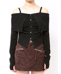 EMODA | FRONT BUTTON OFF SHOULDER KNIT(ニット/セーター)