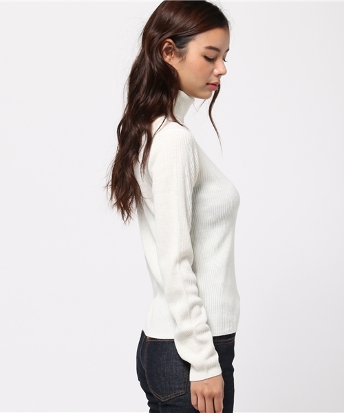 MOUSSY（マウジー）の「BASIC RIB KNIT TOPS（ニット/セーター・レディース・イエロー系その他/ブラック/トップグレー/オフホワイト・FREE）」の6枚目の写真