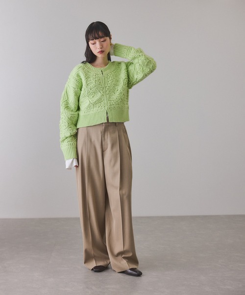 アダムエロペ（ADAM ET ROPE’）/コードレースパターンニットカーディガン セール】コードレースパターンニットカーディガン（カーディガン