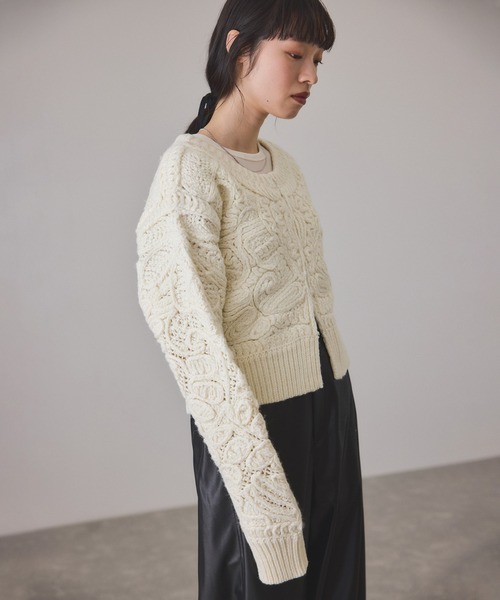 セール】コードレースパターンニットカーディガン（カーディガン