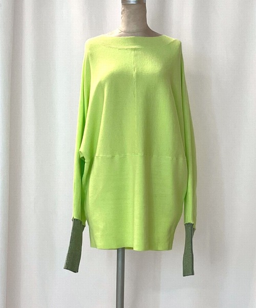 Q（キュー）の「切替ドルマンニット（ニット/セーター・レディース・ライトグレー/ライム/アイボリー/ラベンダー・MEDIUM）」の5枚目の写真