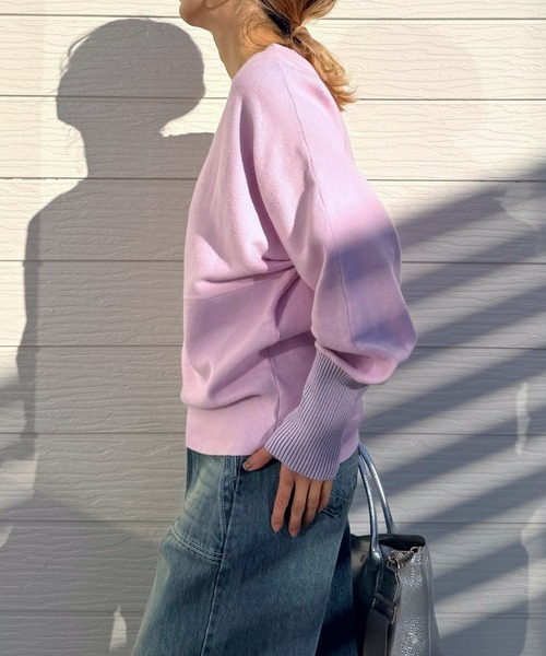 Q（キュー）の「切替ドルマンニット（ニット/セーター・レディース・ライトグレー/ライム/アイボリー/ラベンダー・MEDIUM）」の22枚目の写真