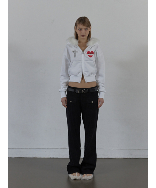 SETUP-EXE(セットアップイーエックスイー)の「FUR TRIMMING HOODED ZIP-UP / WHITE(パーカー・レディース・その他・OS)」の6枚目の写真