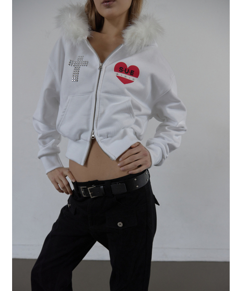 SETUP-EXE(セットアップイーエックスイー)の「FUR TRIMMING HOODED ZIP-UP / WHITE(パーカー・レディース・その他・OS)」の11枚目の写真