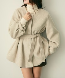 Lunea（ルネア）の「ウエストリボン付きノーカラーコート（ノーカラーコート）」