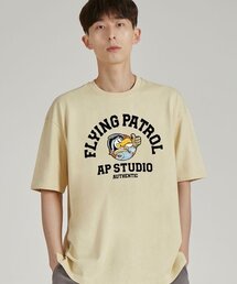 フライングパトロール ラウンドネック 15番手 綿 半袖Tシャツ_バター