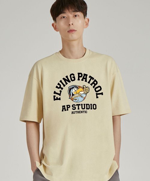 ASTRAL PROJECTION(アストラルプロジェクション)の「フライングパトロール ラウンドネック 15番手 綿 半袖Tシャツ_バター(Tシャツ/カットソー・メンズ・その他・LARGE/X-LARGE/XX-LARGE)」の1枚目の写真