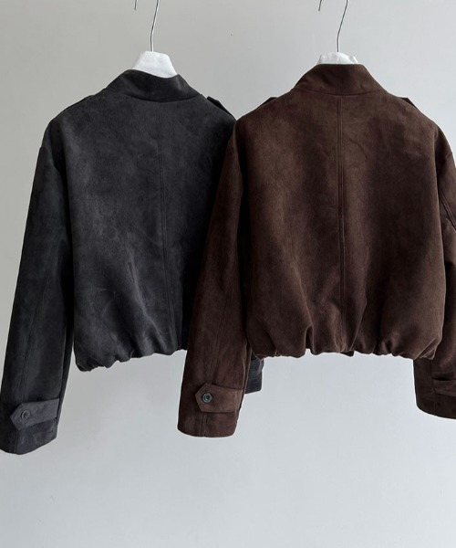 semplice(センプリチェ)の「スエード風ハイネックショートブルゾン(その他アウター・レディース・グレー/ブラウン・L/M)」の15枚目の写真