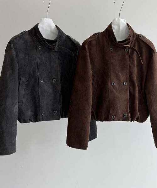 semplice(センプリチェ)の「スエード風ハイネックショートブルゾン(その他アウター・レディース・グレー/ブラウン・L/M)」の14枚目の写真