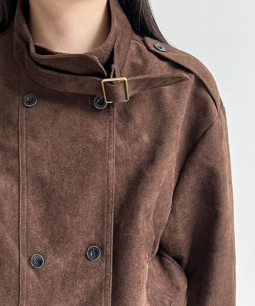 semplice(センプリチェ)の「スエード風ハイネックショートブルゾン(その他アウター・レディース・グレー/ブラウン・L/M)」の8枚目の写真