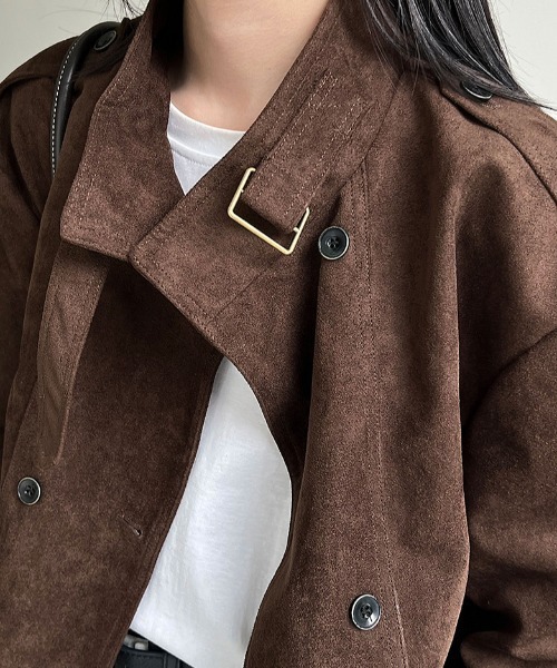 semplice(センプリチェ)の「スエード風ハイネックショートブルゾン(その他アウター・レディース・グレー/ブラウン・L/M)」の9枚目の写真