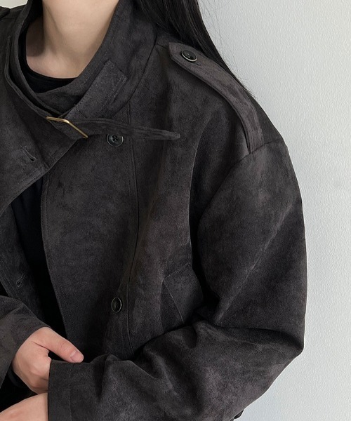 semplice(センプリチェ)の「スエード風ハイネックショートブルゾン(その他アウター・レディース・グレー/ブラウン・L/M)」の10枚目の写真