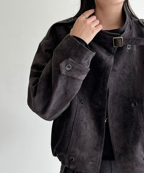 semplice(センプリチェ)の「スエード風ハイネックショートブルゾン(その他アウター・レディース・グレー/ブラウン・L/M)」の11枚目の写真