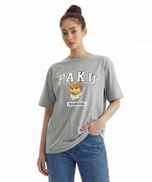 パクロゴ半袖Tシャツグレー白