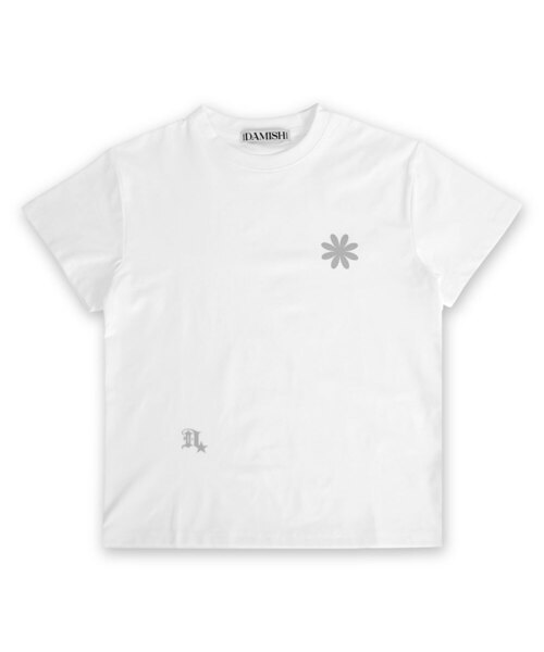 DAMISH(ダミシュ)の「リフレクティブシグネチャーディロゴクロップTシャツ_ホワイト(Tシャツ/カットソー・レディース・ホワイト・SMALL/MEDIUM)」の1枚目の写真