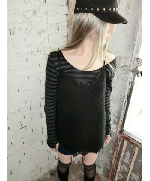 HETIT（ヘティ）の「コットンキルティッドレーススリップ（ブラック）（Tシャツ/カットソー・レディース・その他・FREE）」の3枚目の写真