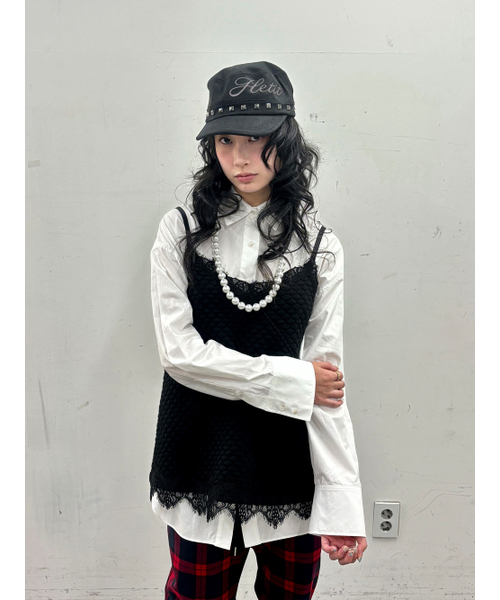 HETIT（ヘティ）の「コットンキルティッドレーススリップ（ブラック）（Tシャツ/カットソー・レディース・その他・FREE）」の4枚目の写真