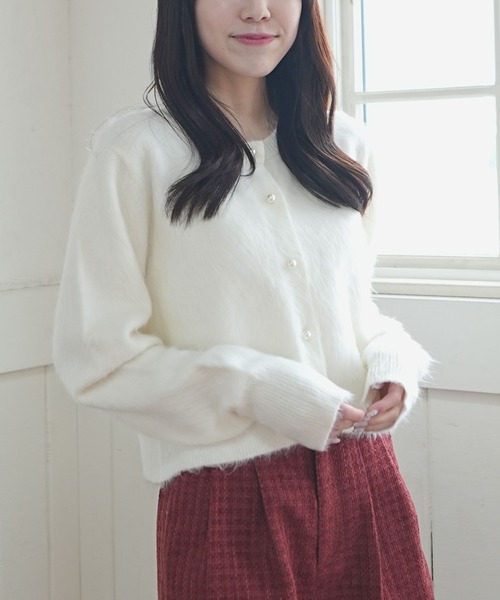 archives(アルシーヴ)の「パールシャギーニットカーディガン(カーディガン/ボレロ・レディース・グレー/ブルー/アイボリー・MEDIUM)」の3枚目の写真