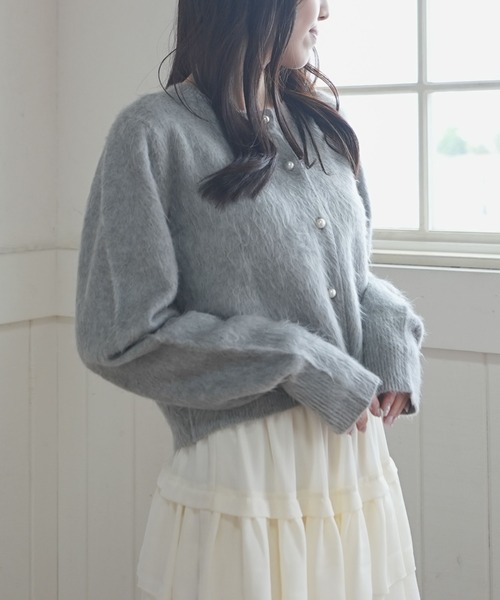 archives(アルシーヴ)の「パールシャギーニットカーディガン(カーディガン/ボレロ・レディース・グレー/ブルー/アイボリー・MEDIUM)」の7枚目の写真