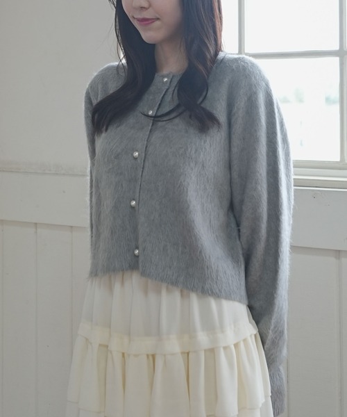 archives(アルシーヴ)の「パールシャギーニットカーディガン(カーディガン/ボレロ・レディース・グレー/ブルー/アイボリー・MEDIUM)」の6枚目の写真