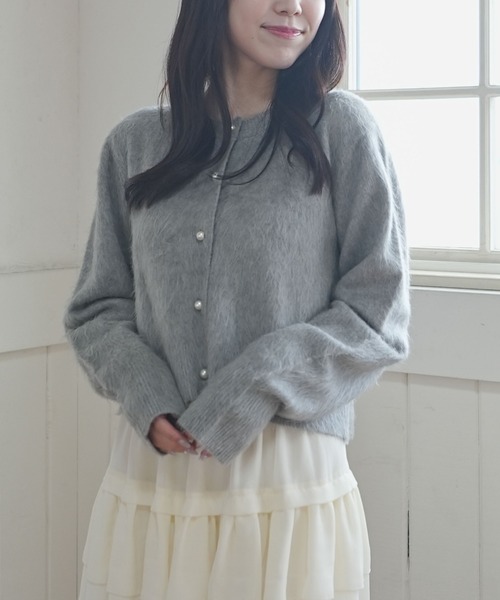 archives(アルシーヴ)の「パールシャギーニットカーディガン(カーディガン/ボレロ・レディース・グレー/ブルー/アイボリー・MEDIUM)」の5枚目の写真