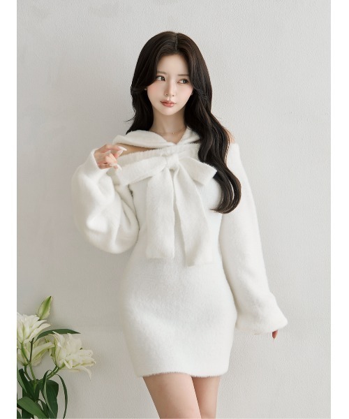 新品 Darich ダーリッチ フーディーオフショルニットミニワンピース フーディーオフショルニットミニワンピース（ワンピース）｜Darich