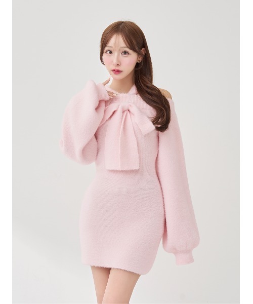 フーディーオフショルニットミニワンピース（ワンピース）｜Darich