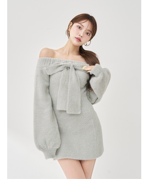 フーディーオフショルニットミニワンピース（ワンピース）｜Darich