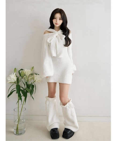 フーディーオフショルニットミニワンピース（ワンピース）｜Darich