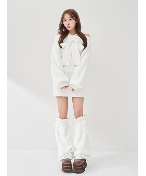 フーディーオフショルニットミニワンピース（ワンピース）｜Darich