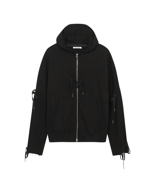 THREE TO EIGHTY(スリートゥエイティー)の「RIBBON DRAWSTRING HOODIE BLACK(パーカー・レディース・その他・FREE)」の3枚目の写真