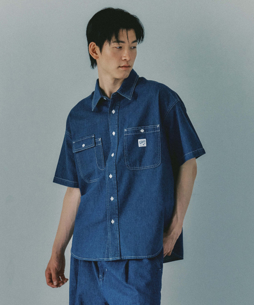 PLAC(プラック)の「051 コーンデニムサマーショーツスリーブシャツ(シャツ/ブラウス・メンズ・その他・LARGE/MEDIUM/X-LARGE)」の2枚目の写真