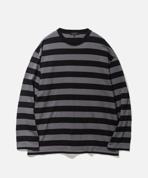 VASTIC(バスティック)の「オーバーサイズストライプロングスリーブ_チャコール/ブラック(Tシャツ/カットソー・メンズ・その他・LARGE/MEDIUM)」の4枚目の写真