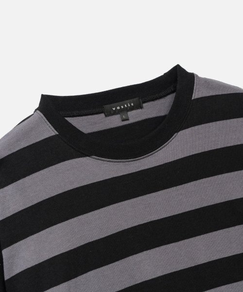 VASTIC(バスティック)の「オーバーサイズストライプロングスリーブ_チャコール/ブラック(Tシャツ/カットソー・メンズ・その他・LARGE/MEDIUM)」の6枚目の写真