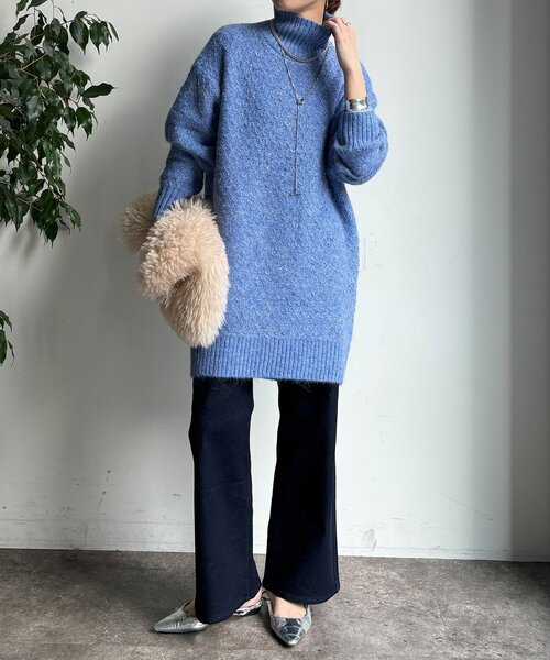 DouDou(ドゥドゥ)の「【WEB限定】クロス編みタートルチュニック(ニット/セーター・レディース・ブラック/ブルー/ベージュ・FREE)」の17枚目の写真