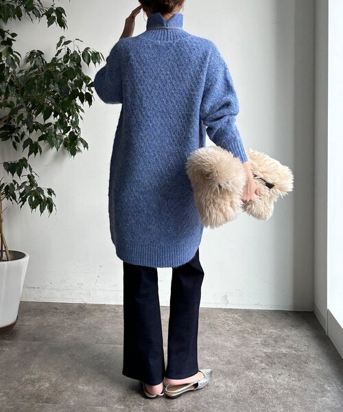 DouDou(ドゥドゥ)の「【WEB限定】クロス編みタートルチュニック(ニット/セーター・レディース・ブラック/ブルー/ベージュ・FREE)」の18枚目の写真