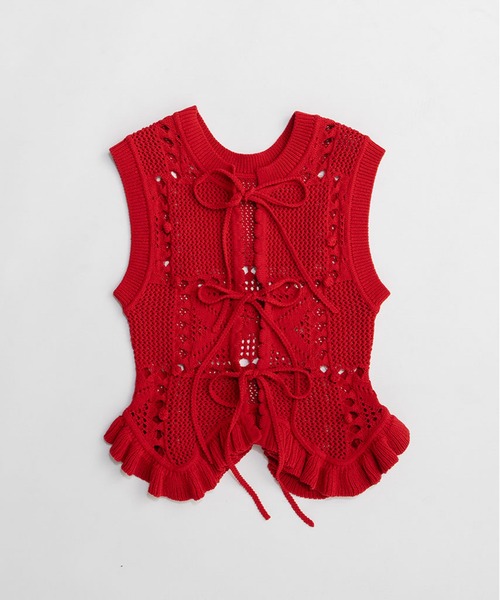 PRANK PROJECT(プランクプロジェクト)の「モチーフパターン2WAYニットベスト / Motif Pattern 2-Way Knit Vest(ベスト・レディース・ブラック/ホワイト/レッド・FREE)」の21枚目の写真